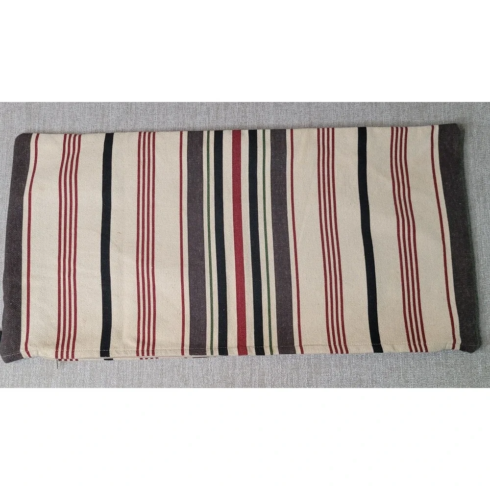 3‎ Newport Throw Pillow Covers (1) 13x26 & (2) 20x20 Striped Red Black Beige